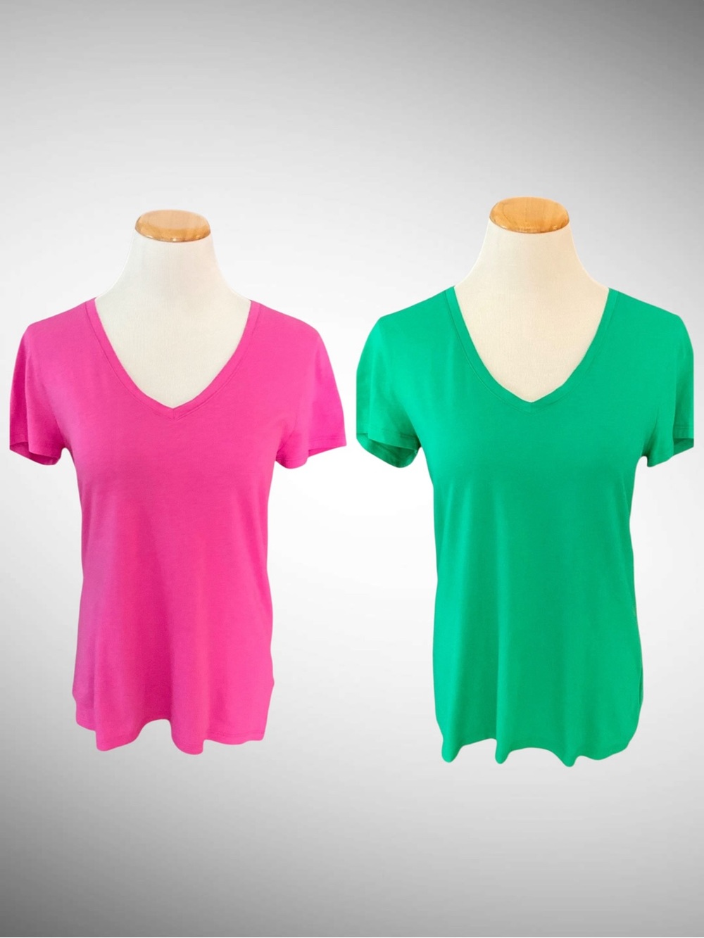 GAP Set of 2 Favorite Tees, Short Sleeve, Pink and Green, Size M